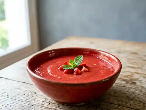 Soupe fraîche et gourmande de fraises à la menthe - Photo de présentation