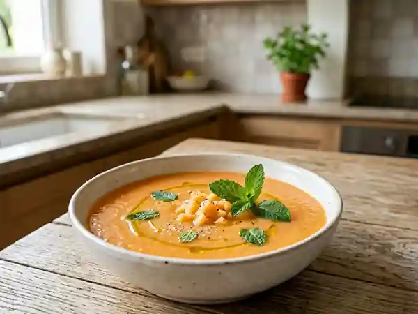 Soupe glacée au melon et menthe fraîche - Photo de présentation