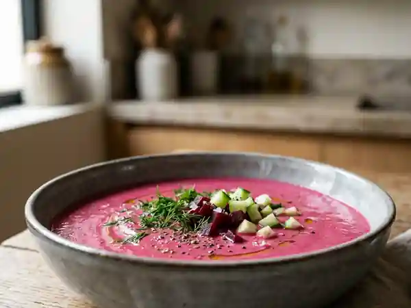 Velouté de betterave givré au yaourt et aneth - Photo de présentation
