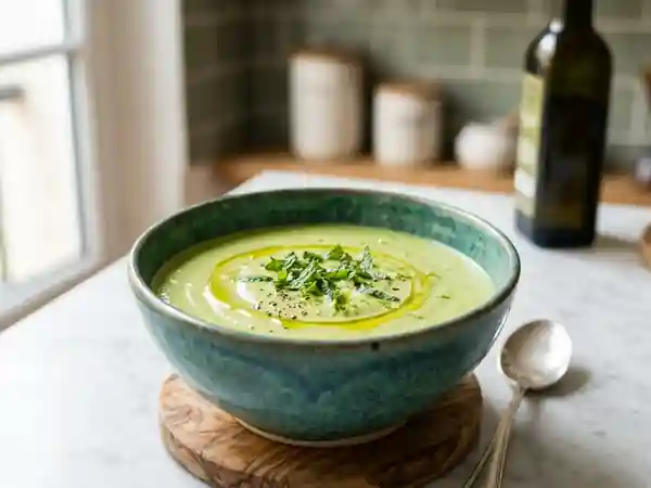 Crème d'avocat glacée au citron vert et menthe - Photo de présentation