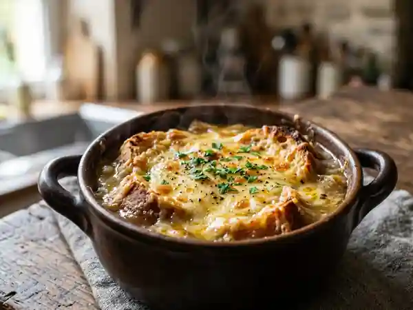Soupe au pain gratinée et fondante - Photo de présentation
