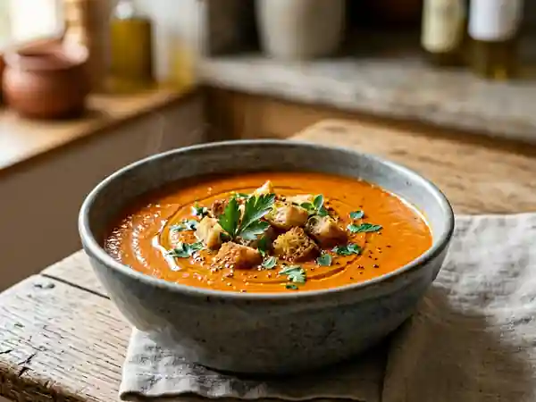 Soupe gourmande aux trois poivrons colorés - Photo de présentation