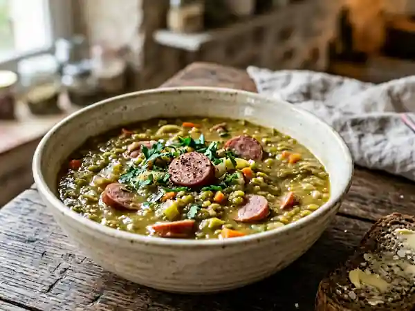 Snert : potée épaisse aux pois et saucisse fumée - Photo de présentation