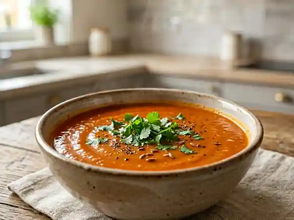 Soupe indienne à la tomate épicée (Shorba) - Photo de présentation