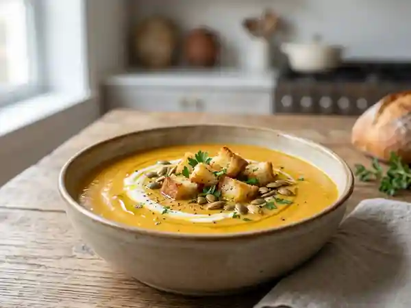 Soupe légère et onctueuse de potiron facile à préparer - Photo de présentation