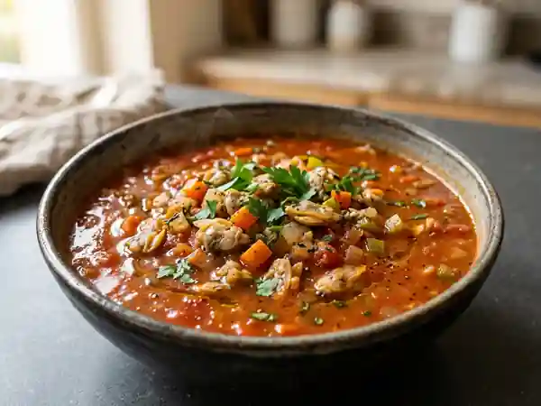 Chowder de palourdes à la tomate - Photo de présentation