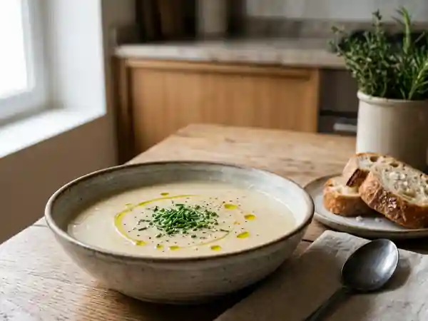 Velouté onctueux à l'ail et pommes de terre - Photo de présentation