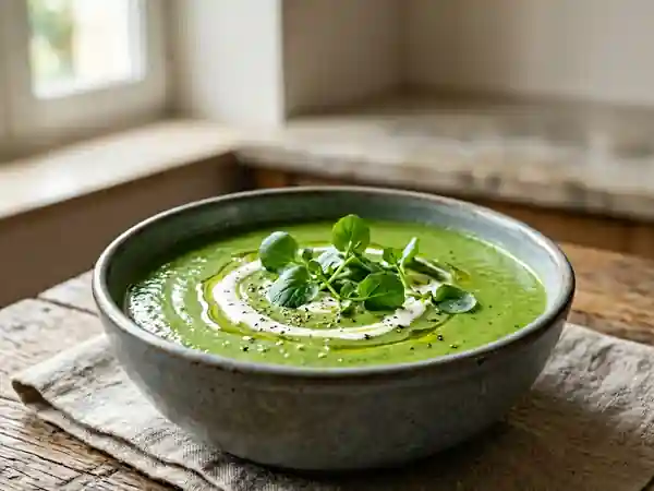 Soupe onctueuse au cresson de fontaine : recette facile et rapide - Photo de présentation