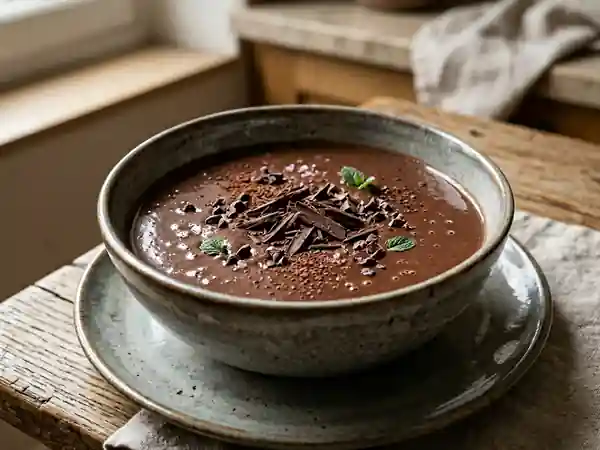Soupe onctueuse au lait de coco et éclats de truffe au chocolat - Photo de présentation