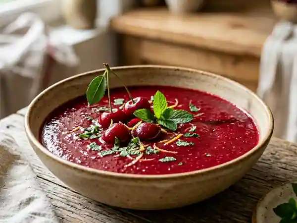 Soupe de cerises onctueuse et acidulée - Photo de présentation