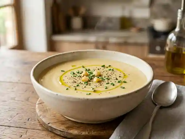 Soupe onctueuse aux pommes de terre et crème fraîche - Photo de présentation