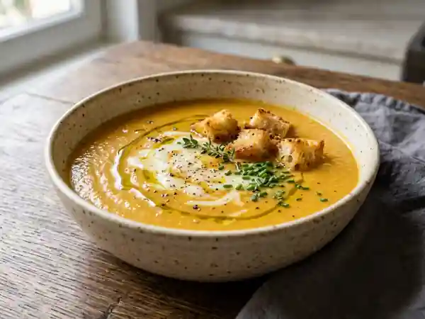 Soupe onctueuse carotte, patate et mozzarella - Photo de présentation