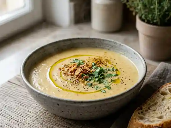 Velouté de pommes de terre au coco et curry - Photo de présentation