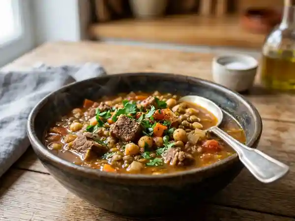 Soupe Orientale Agneau, Pois Chiches et Lentilles - Photo de présentation