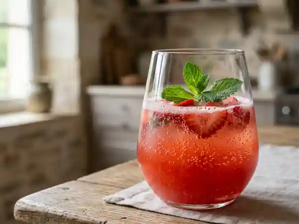 Soupe pétillante de fraises fraîches - Photo de présentation