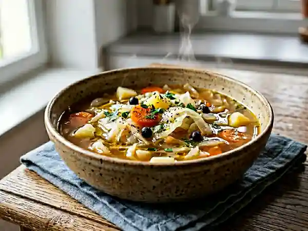 Soupe réconfortante au chou et baies de genièvre - Photo de présentation