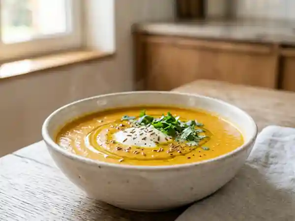 Velouté onctueux de lentilles corail au cumin - Photo de présentation
