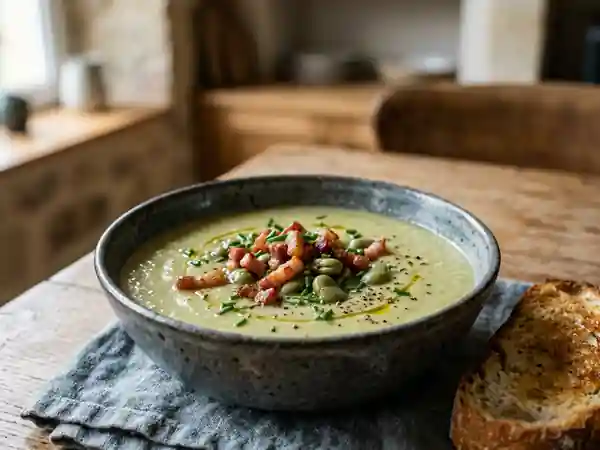 Soupe réconfortante de fèves au lard fumé - Photo de présentation
