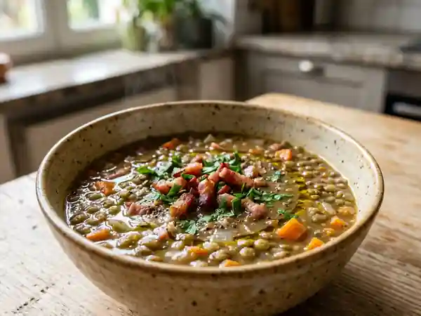 Velouté de lentilles au lard fumé - Photo de présentation