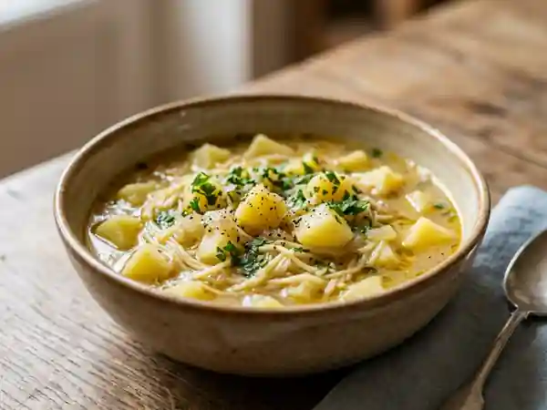 Bouillon onctueux pommes de terre et vermicelles - Photo de présentation