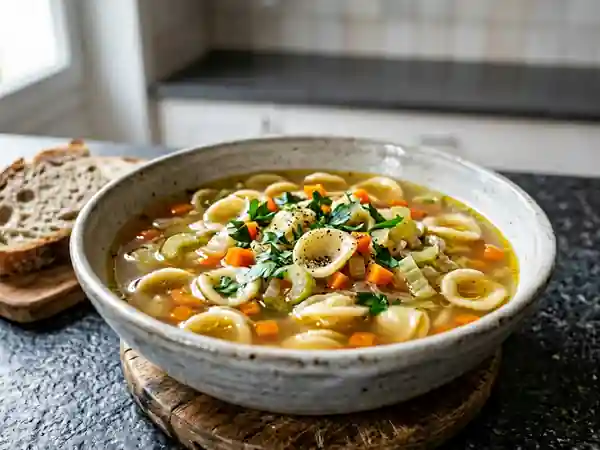 Soupe savoureuse aux oreilles de chat : recette traditionnelle et facile - Photo de présentation