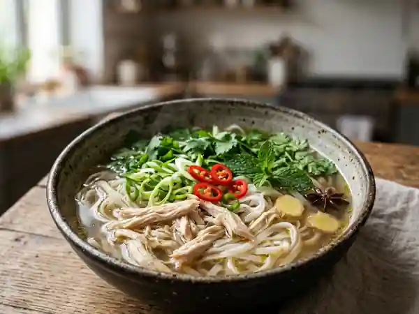 Soupe Tonkinoise Authentique au Poulet - Recette Vietnamienne Traditionnelle - Photo de présentation