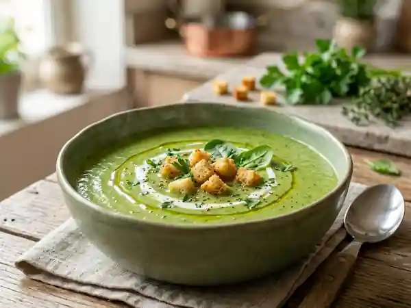 Soupe verte détox aux légumes frais - Photo de présentation