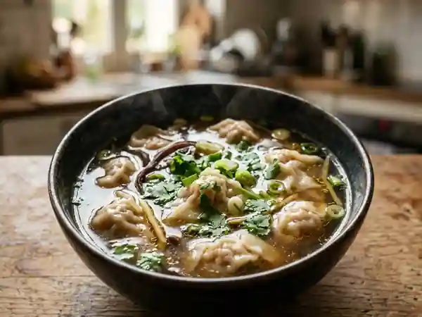 Soupe won-ton fondante boeuf et crevette - Photo de présentation
