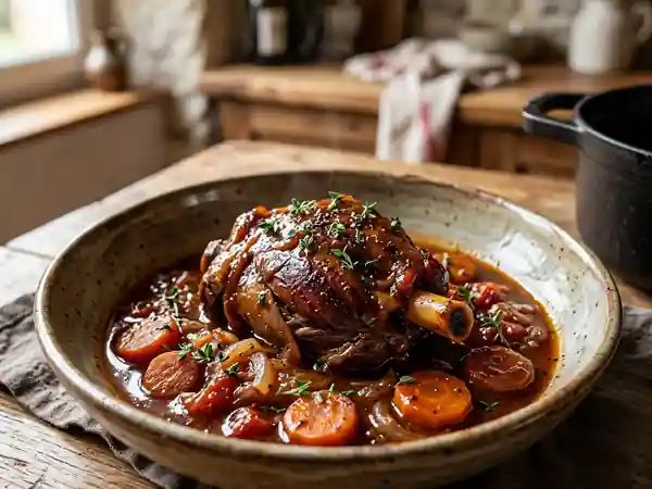 Souris d'agneau confite en daube douce, fondante et parfumée - Photo de présentation