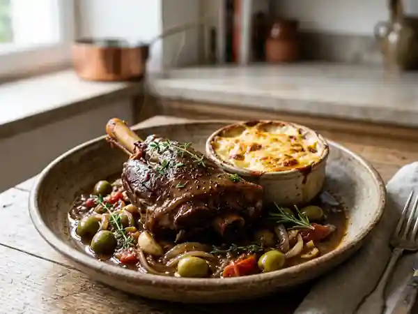 Souris d'agneau mijotée aux olives et herbes de Provence - Photo de présentation