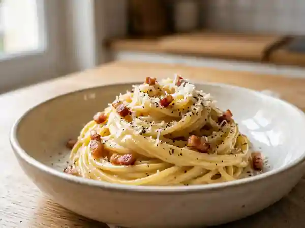 Spaghetti à la Carbonara Traditionnelle Italienne - Photo de présentation