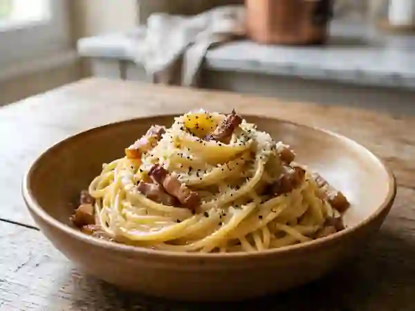 Spaghetti à la romaine crémeux et poivrés - Photo de présentation