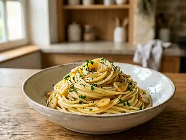 Spaghetti à l'ail savoureux et facile à préparer - Photo de présentation