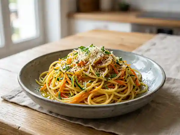 Spaghetti Fondants aux Légumes Râpés et Parmesan - Photo de présentation