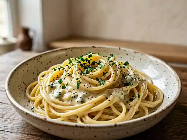 Spaghetti crémeux au gorgonzola fondant - Photo de présentation