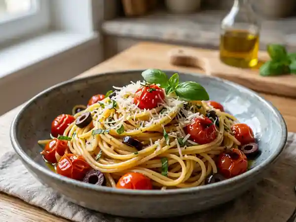 Spaghetti du Soleil : Recette Méditerranéenne Facile et Savoureuse - Photo de présentation