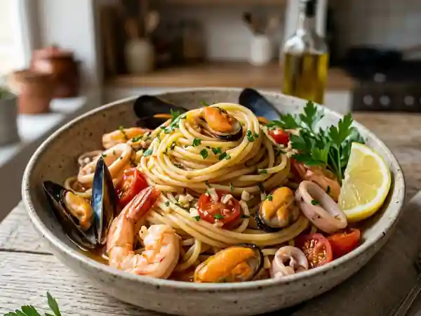 Spaghettis aux fruits de mer : recette savoureuse et facile - Photo de présentation