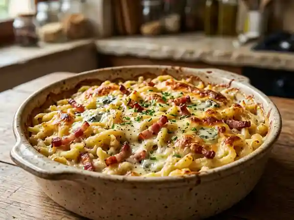 Spätzle crémeux au roquefort et lardons grillés - Photo de présentation