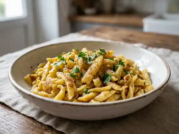 Spätzle fondants sautés au beurre noisette - Photo de présentation