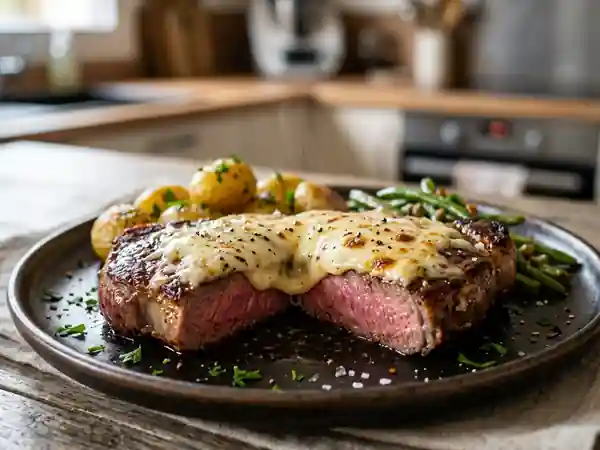 Steaks fondants au gruyère gratiné - Photo de présentation