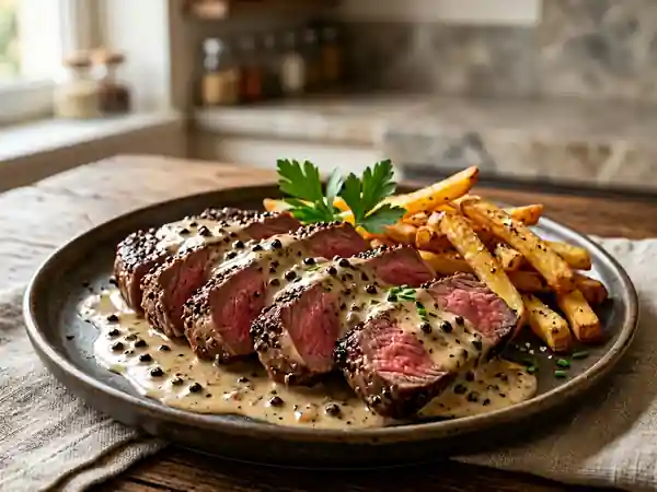 Steak au Poivre Noir et sa Sauce Onctueuse au Cognac - Photo de présentation