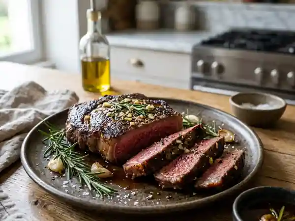 Steaks de bœuf croûtés au romarin - Photo de présentation