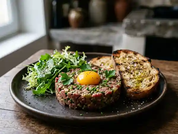 Steak tartare au couteau, fondant et relevé - Photo de présentation
