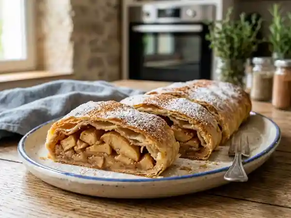 Strudel aux pommes fondant et croustillant - Photo de présentation