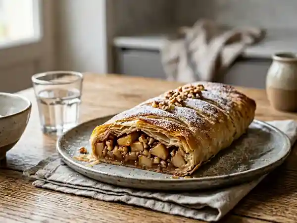 Strüdel aux pommes et noix : dessert croustillant et gourmand - Photo de présentation