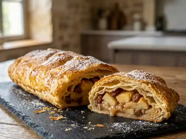 Strudel feuilleté aux pommes fondantes et épices douces - Photo de présentation