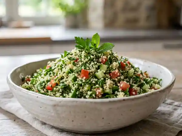 Taboulé frais aux herbes ciselées et citron - Photo de présentation