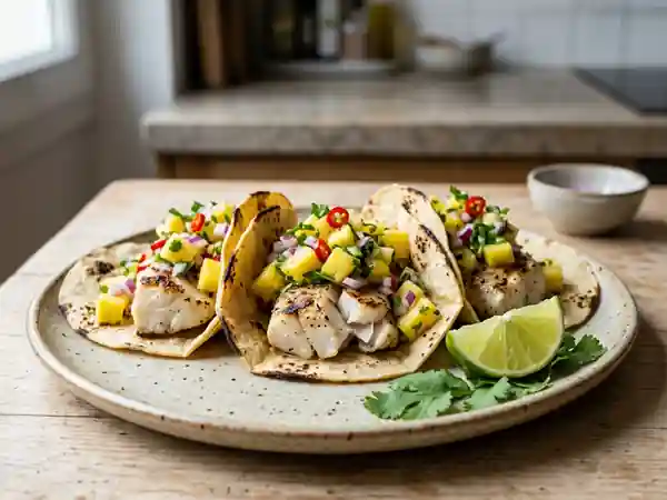 Tacos de poisson grillé et salsa d’ananas - Photo de présentation