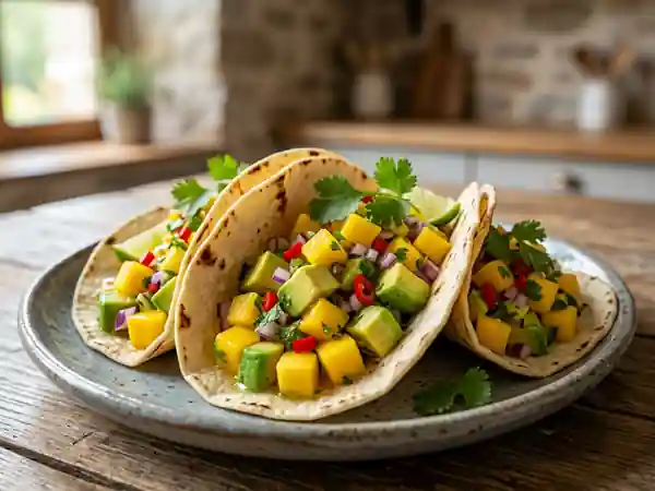 Tacos frais à la salsa mangue avocat - Photo de présentation