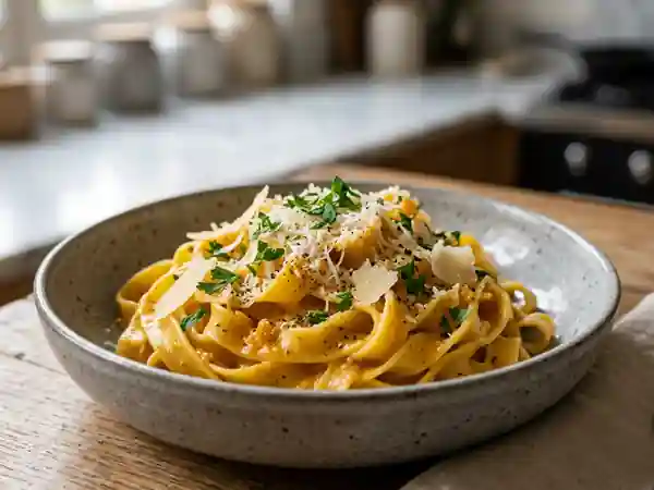 Tagliatelles à la crème de potiron fondante - Photo de présentation